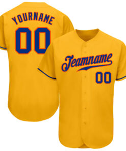 Custom Gold Royal-Orange Authentic Baseball Jersey