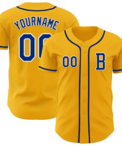 Custom Gold Royal-White Authentic Baseball Jersey