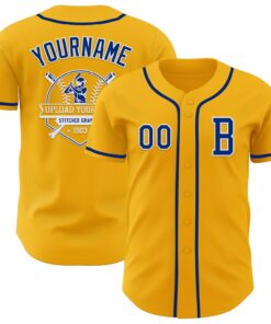 Custom Gold Royal-White Authentic Baseball Jersey
