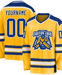 Custom Gold Royal-White Hockey Jersey