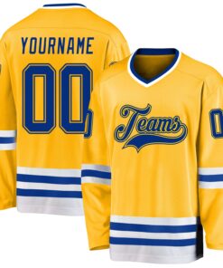 Custom Gold Royal-White Hockey Jersey