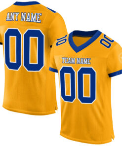 Custom Gold Royal-White Mesh Authentic Football Jersey