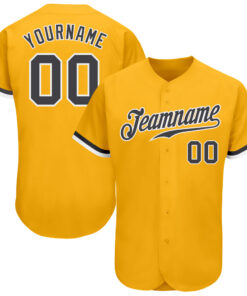 Custom Gold Steel Gray-White Authentic Baseball Jersey