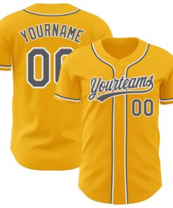 Custom Gold Steel Gray-White Authentic Baseball Jersey