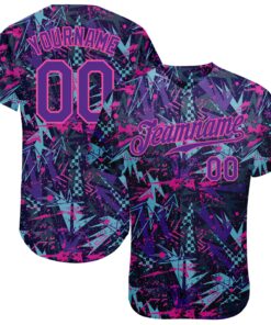 Custom Graffiti Pattern Purple-Pink 3D Creative Geometric Figures And Dots Authentic Baseball Jersey
