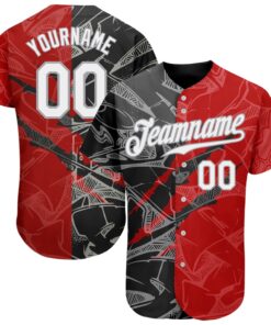 Custom Graffiti Pattern White Black-Gray 3D Scratch Authentic Baseball Jersey