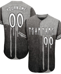 Custom Graffiti Pattern White-Gray 3D Picaxao Authentic Baseball Jersey