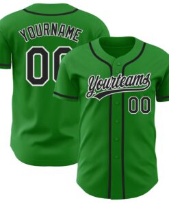 Custom Grass Green Black-White Authentic Baseball Jersey