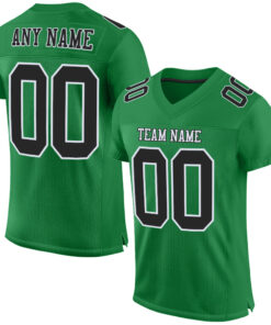 Custom Grass Green Black-White Mesh Authentic Football Jersey