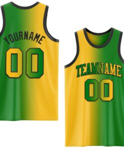 Custom Grass Green Gold-Black Authentic Gradient Fashion Basketball Jersey