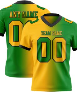 Custom Grass Green Gold-Black Mesh Authentic Gradient Fashion Football Jersey