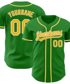 Custom Grass Green Gold-White Authentic Baseball Jersey