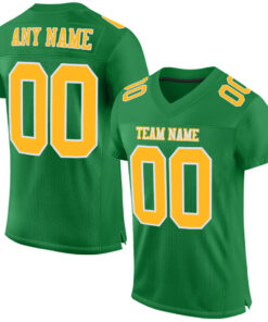 Custom Grass Green Gold-White Mesh Authentic Football Jersey