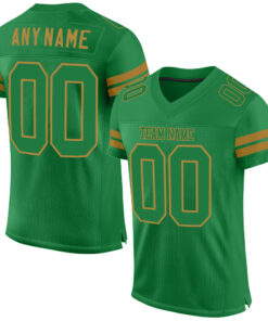 Custom Grass Green Grass Green-Old Gold Mesh Authentic Football Jersey