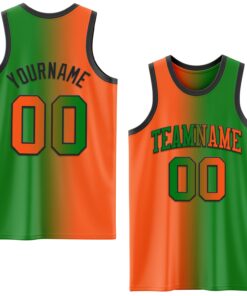 Custom Grass Green Orange-Black Authentic Gradient Fashion Basketball Jersey