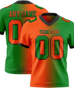 Custom Grass Green Orange-Black Mesh Authentic Gradient Fashion Football Jersey