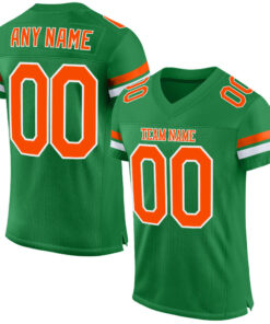 Custom Grass Green Orange-White Mesh Authentic Football Jersey