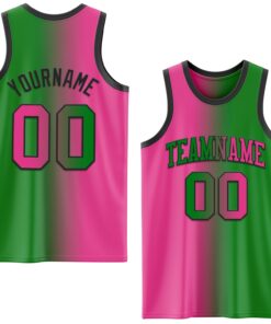 Custom Grass Green Pink-Black Authentic Gradient Fashion Basketball Jersey