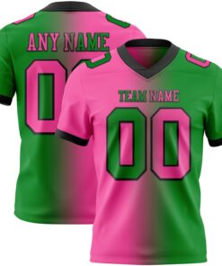 Custom Grass Green Pink-Black Mesh Authentic Gradient Fashion Football Jersey