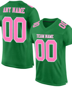 Custom Grass Green Pink-White Mesh Authentic Football Jersey