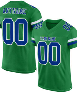 Custom Grass Green Royal-White Mesh Authentic Football Jersey
