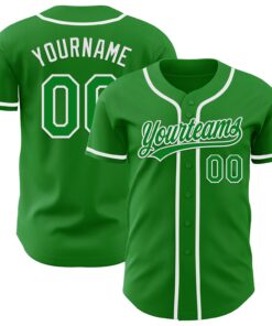 Custom Grass Green White Authentic Baseball Jersey