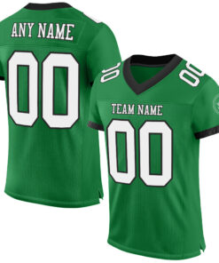 Custom Grass Green White-Black Mesh Authentic Football Jersey