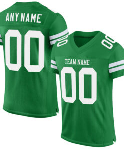 Custom Grass Green White Mesh Authentic Football Jersey