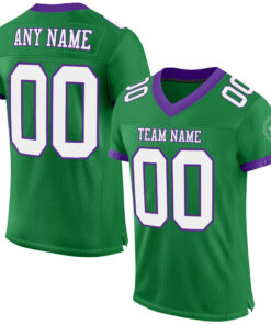 Custom Grass Green White-Purple Mesh Authentic Football Jersey