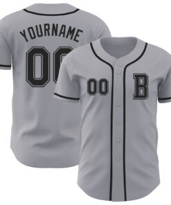 Custom Gray Black Authentic Baseball Jersey