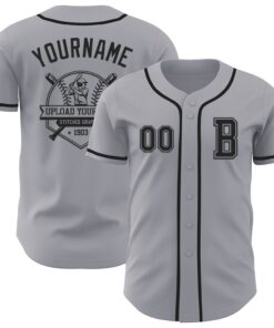 Custom Gray Black Authentic Baseball Jersey