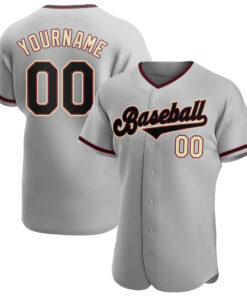 Custom Gray Black-City Cream Authentic Baseball Jersey