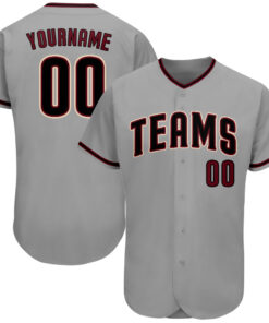 Custom Gray Black-Crimson Authentic Baseball Jersey