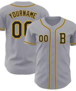 Custom Gray Black-Gold Authentic Baseball Jersey
