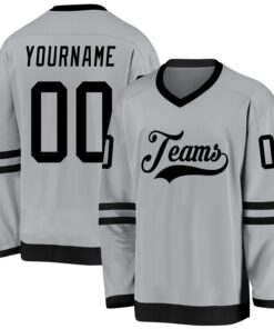 Custom Gray Black Hockey Jersey