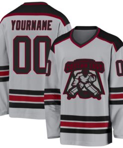 Custom Gray Black-Maroon Hockey Jersey