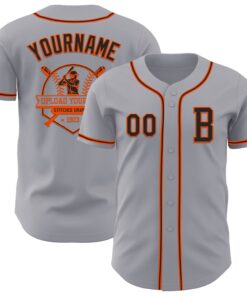 Custom Gray Black-Orange Authentic Baseball Jersey