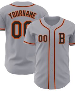 Custom Gray Black-Orange Authentic Baseball Jersey