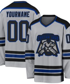 Custom Gray Black-Royal Hockey Jersey