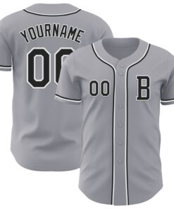Custom Gray Black-White Authentic Baseball Jersey