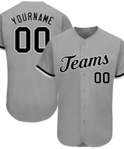 Custom Gray Black-White Authentic Baseball Jersey