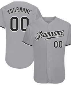 Custom Gray Black-White Authentic Baseball Jersey