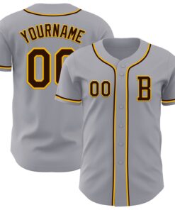 Custom Gray Brown-Gold Authentic Baseball Jersey