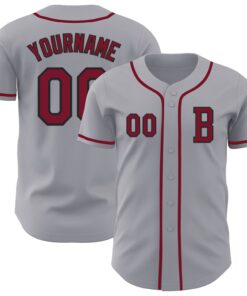 Custom Gray Crimson-Black Authentic Baseball Jersey
