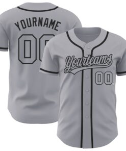 Custom Gray Gray-Black Authentic Baseball Jersey