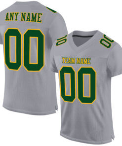 Custom Gray Green-Gold Mesh Authentic Football Jersey
