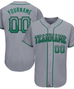 Custom Gray Kelly Green-Black Authentic Drift Fashion Baseball Jersey