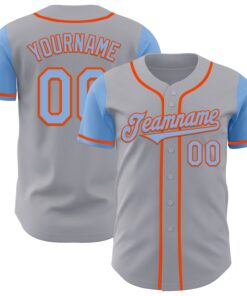 Custom Gray Light Blue-Orange Authentic Two Tone Baseball Jersey