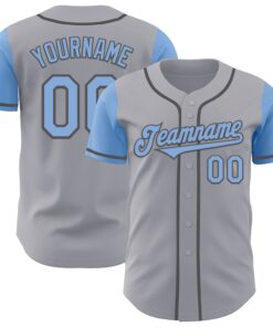 Custom Gray Light Blue-Steel Gray Authentic Two Tone Baseball Jersey