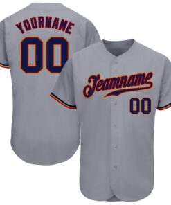 Custom Gray Navy Red-Old Gold Authentic Baseball Jersey